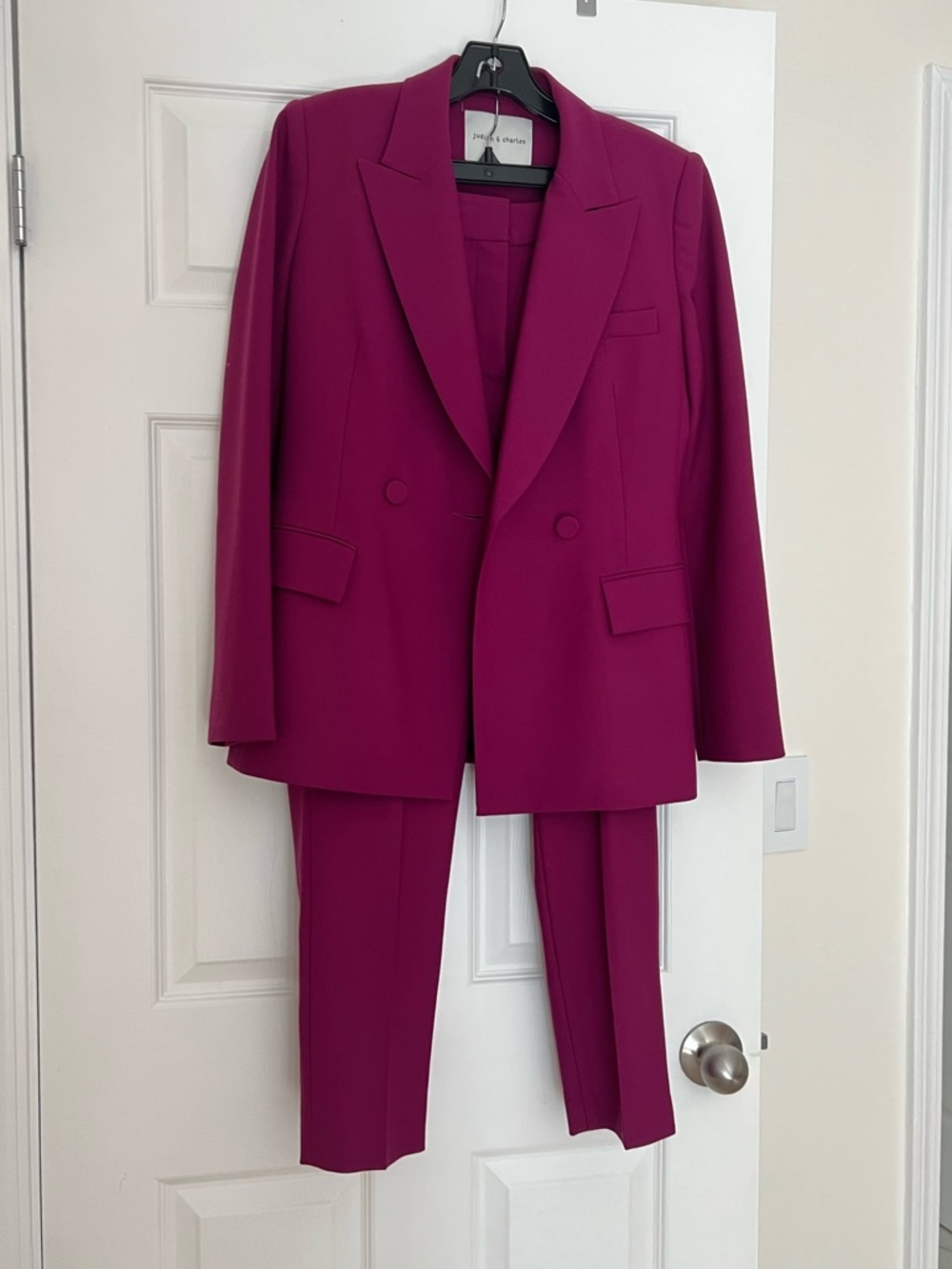 Judith & Charles Tailored Magenta Double-Breasted Blazer & Trouser Set